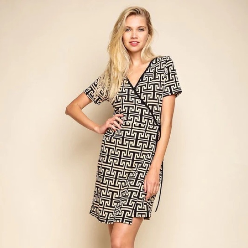 Designer Inspired Knit Wrap Mini-Dress
